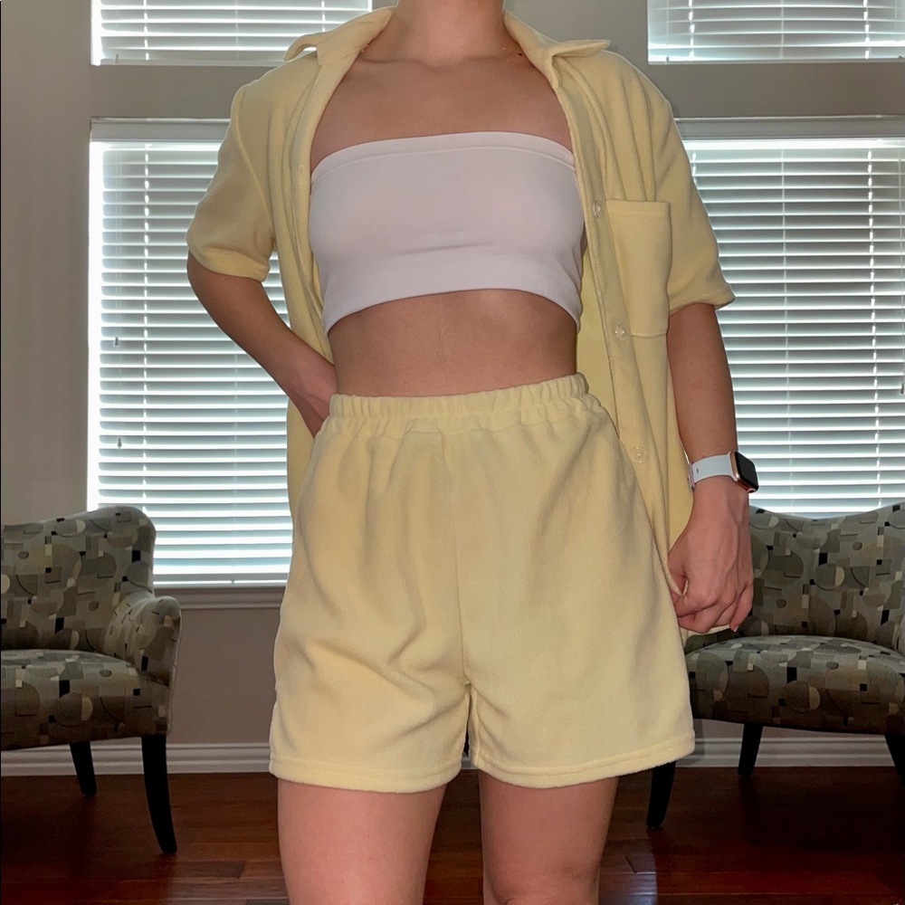 Pale yellow MODIE terry lounge set from 21|49 loungewear